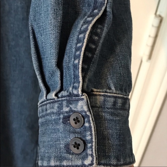 Lucky Brand Denim Long Sleeve Raw Hem V-Neck Dress - Picture 4 of 8